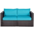 thumbnail image 3 of Costway 2PCS Patio Rattan Corner Sofa Sectional Furniture Blue Cushion, 3 of 9