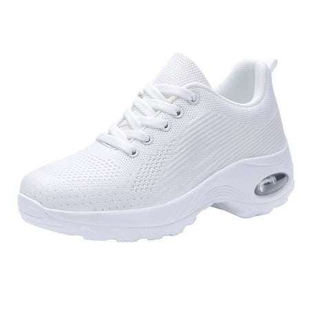 

NN White Sneakers Womens Fashion Sneakers Mesh Breathable Elastic Adjustable Slip-On Running Shoes Durable Casual Non Slip Low Top Tennis Shoes