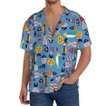 thumbnail image 1 of Balery Cute Flat Fish Camisa Casual de Manga Corta con Botones para Hombre, Texturizada, Estilo Cubano, para Playa, Verano-Large, 1 of 5