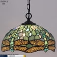thumbnail image 7 of Tiffany Hanging Light W12H32 Inch Sea Blue Stained Glass Pendant lamp 1E26 Crystal Bead Dragonfly Style S147 WERFACTORY Series Lamps Chandelier Ceiling Fixture (S14712PB), 7 of 7