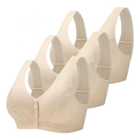 

Monfince Front Button Bra 3 Packs Convenient Front Button Bra Front Closure Sports Bras Women Cotton Ultra Soft Cup Everyday Sleep Bras