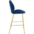 thumbnail image 2 of Modway Scoop Gold Stainless Steel Leg Performance Velvet Bar Stool in Navy, 2 of 6