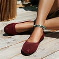thumbnail image 3 of Dakaela Ballerines pour Femmes à Bout Rond en Tricot à Enfiler Ballerines de Marche Mocassins à Petit Talon Compensé Bourgogne 8, 3 of 9