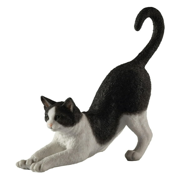 Veronese Design Black and White Cat Stretching Sculpture