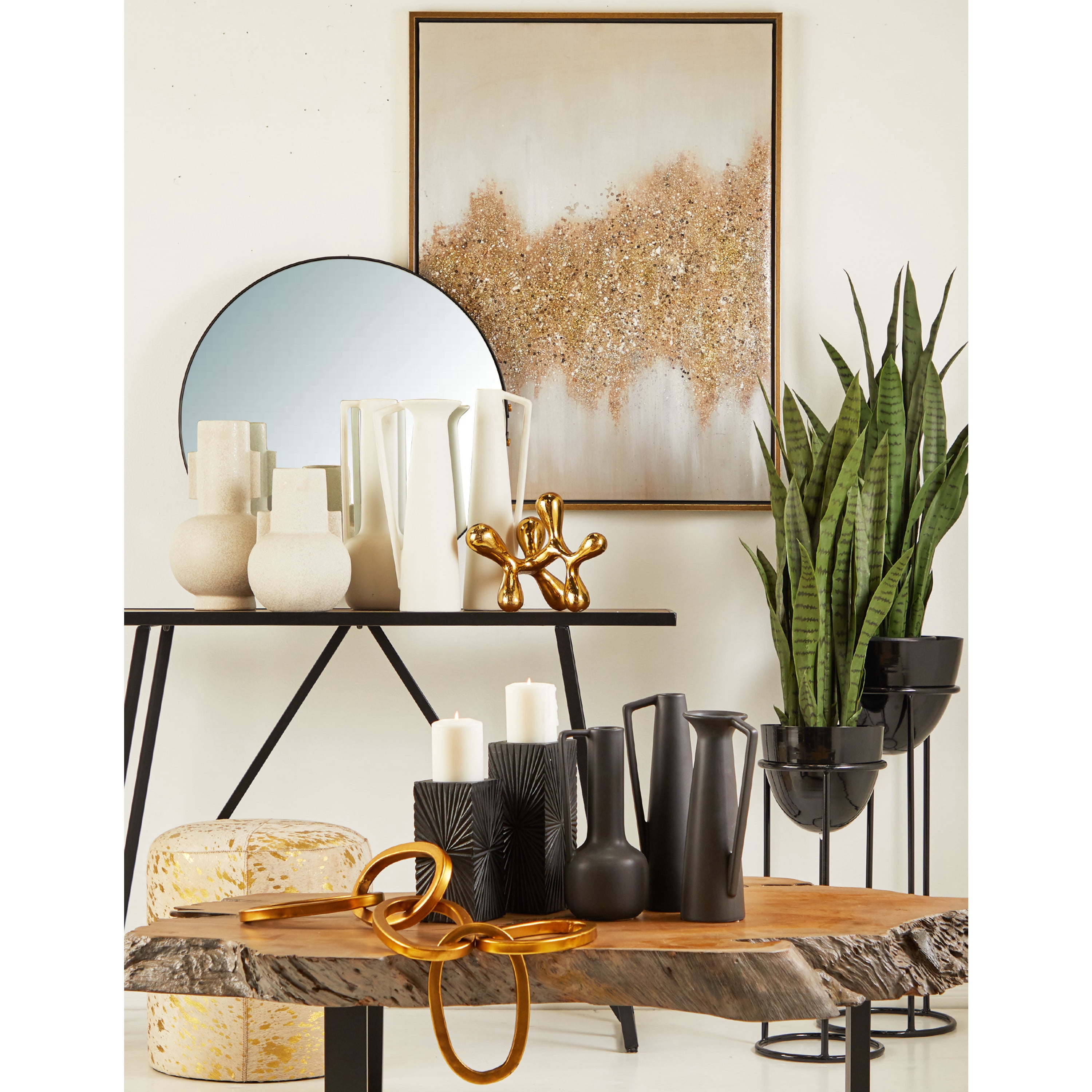 CosmoLiving by Cosmopolitan 36", 33", 26"H Black Metal Planter with Removable Stand (3 Count)