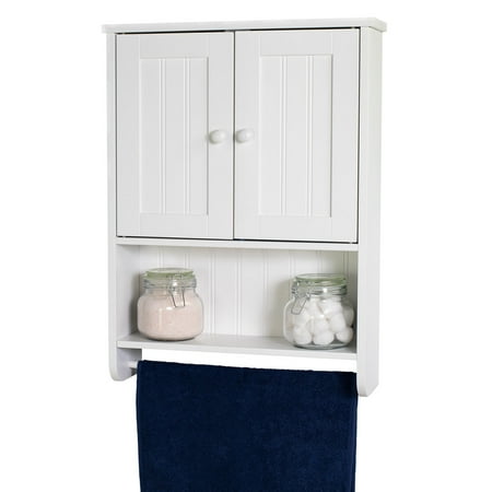 Wall Mount White Bathroom Medicine Cabinet Storage Organizer with Towel