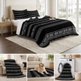 thumbnail image 6 of Twin Quilt Set 68''x86'', Black White Geometric Lightweight Summer Bedspread Coverlet Set with 2 Pillow Shams, Modern Striped Plaid Abstract Art Breathable All Season Quilt Bedding for Dorm/Bedroom, 6 of 9
