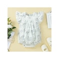 thumbnail image 2 of Chollius Newborn Baby Girls Summer Snap Crotch Jumpsuit, Flower Pattern Round Neck Romper, Lovely Flying Sleeve Bodysuit, 2 of 9