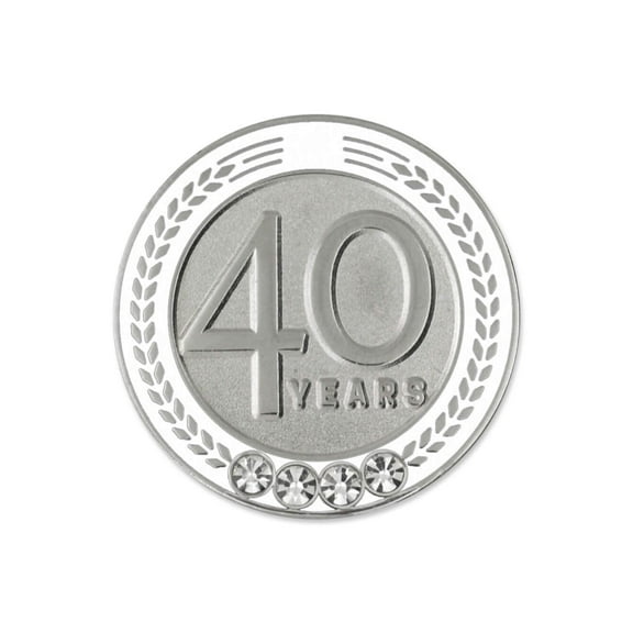 PinMart's 40 Years of Service Award Employee Recognition Gift Lapel Pin - White, 10 Pack of Unisex Lapel Pins for Adults