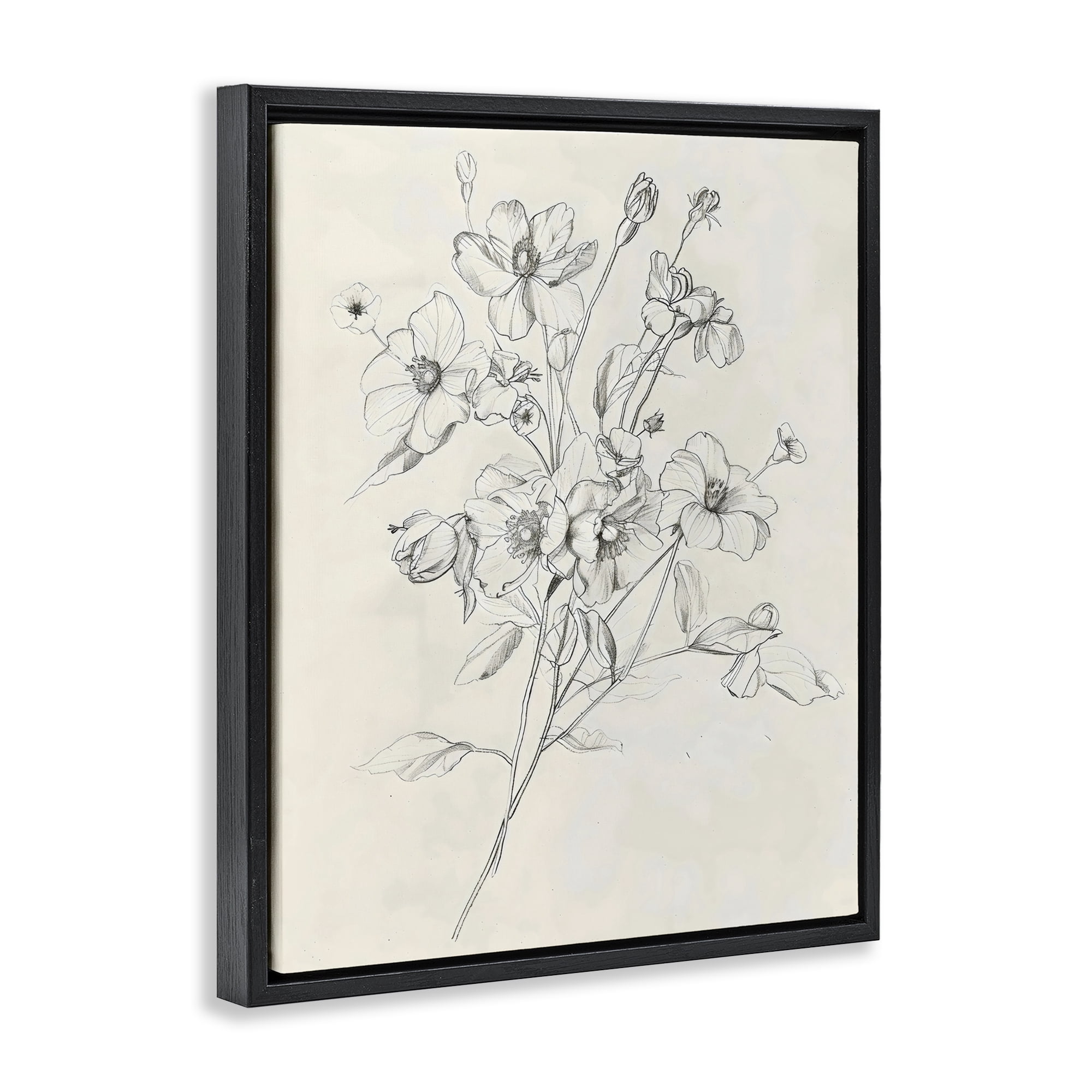 Stupell Industries Wildflower Outline Study Black Framed Floater Canvas Wall Art, design by Creative Studio