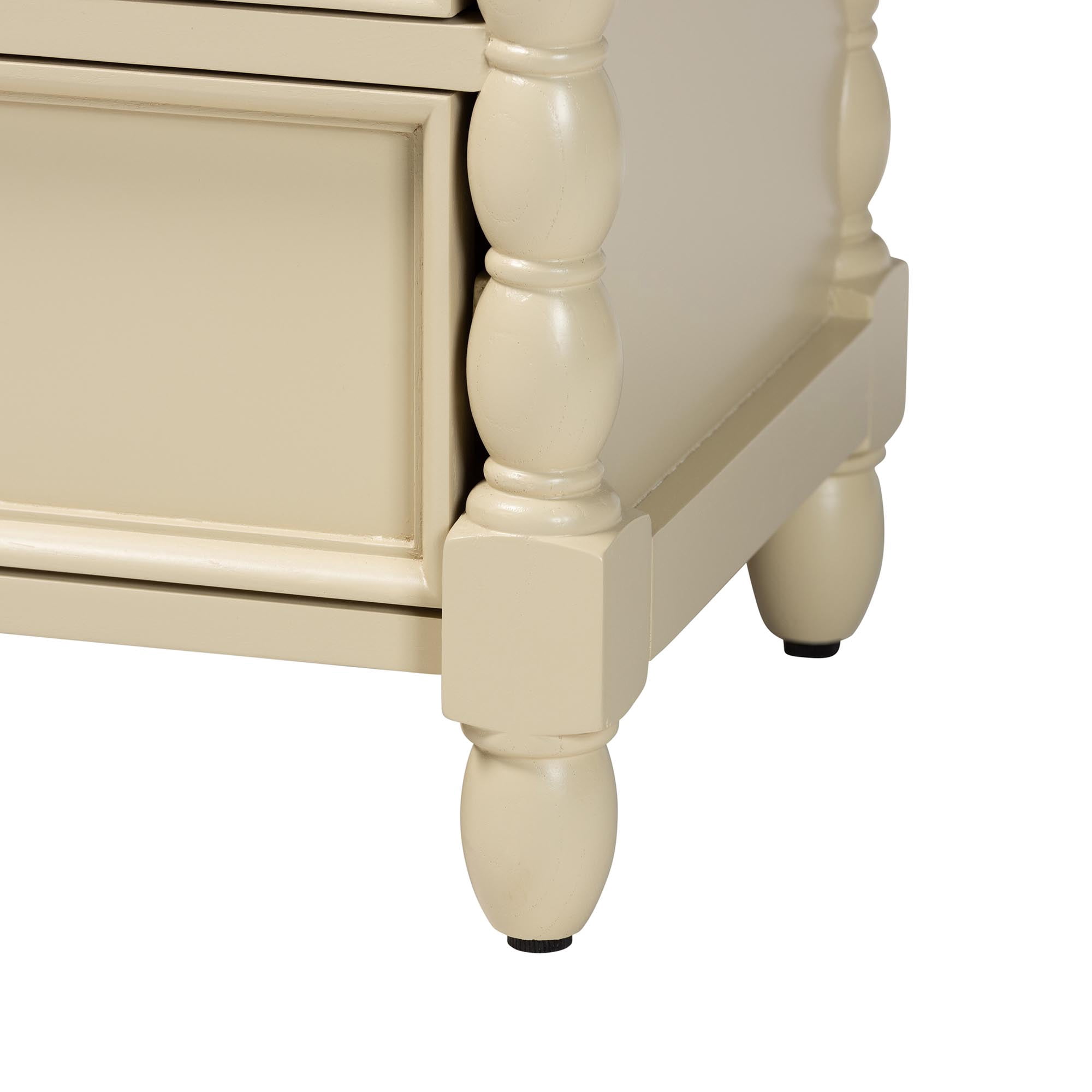 bali & pari Kyla Modern Nightstand, 3-Drawer, Beige