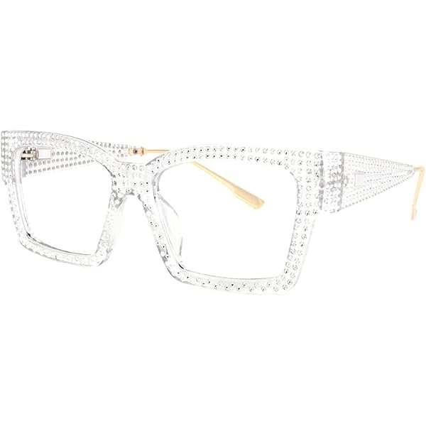 wonima44 VOOGLAM Glasses Waylon Rhinestone Frame Non-Prescription Eyeglasses
