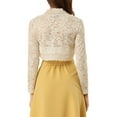 thumbnail image 3 of INSPIRE CHIC Women's Floral Lace Sheer Open Front Bolero Shrug Cropped Cardigan L Khaki, 3 of 7