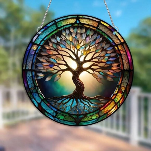 Clearance! The World Tree Suncatchers Indoor/Outdoor Decor Window Hanging Tree Of Life Hanging Decor Panel Decoration For Home Garden Party Wedding Gifts