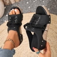 thumbnail image 3 of Rokment Womens Vintage Beach Platform Wedge Slides Sandals Summer Retro Casual Studded Suede Open Toe Lace up Chunky High Heels Slip on Backless Dress Mules Black Size 6, 3 of 7