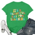 thumbnail image 2 of Bjutir Women T Shirts Teacher'S Life Shirts Teacher Gifts Short Sleeve T Shirts Its A Beautiful Day For Learning T Shirts Fall Winter Womens Clothes Green, 2 of 3