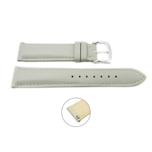 Quick Release 16mm Grey Leather Smooth Watch Band - Interchangeable Womens Watch Straps
