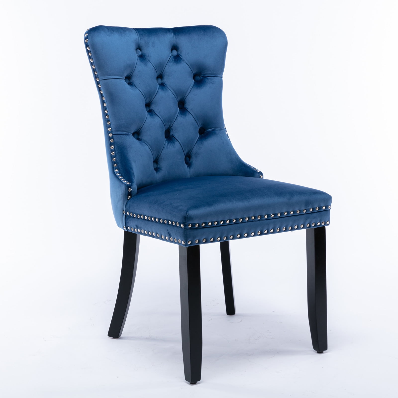 Resenkos Upholstered Tufted Dining Chairs Set of 2 with Nail Head Decor, Blue Velvet Fabric Resenkos Upholstered Tufted Dining Chairs Set of 2 with Nail Head Decor, Blue Velvet Fabric