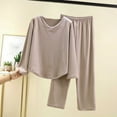 thumbnail image 5 of Nfurl Women's Pajamas Sets Comfy Long Sleeve Tops and Pants Petite Loungewear Ladies Fall Winter 2 Piece Matching Pjs Sets Beige XL, 5 of 5