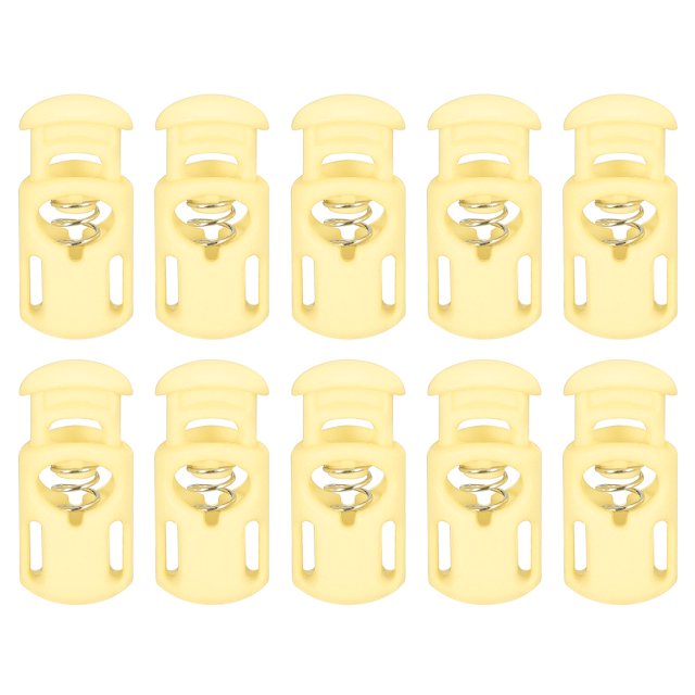 Unique Bargains 30Pack 5.5x3mm Cord Lock Plastic Single Hole Spring Toggle Stoppers, Beige