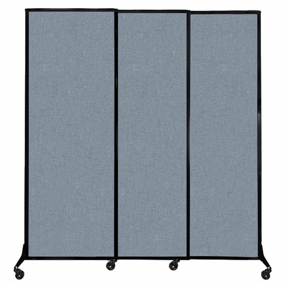 Versare QuickWall Sliding Portable Partition | Black Frame | 7' x 7'4" Powder Blue Fabric Panels