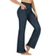 thumbnail image 2 of Pincandy Women's Solid Color Stretch Denim Leggings - 4 Pockets, 7/8 Length, Skinny Fit with Flared Hem, Perfect for Gym, Workout & Casual Wear, 2 of 7