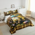 thumbnail image 3 of Easter Gnome Comforter Set Queen Size,Spring Garden Truck Watercolor Flowers Bedding Set for Teens Adults,Vintage Yellow Brown Plaids Grids Patchwork Down Comforter,3 Pcs 2 Pillowcases, 3 of 6