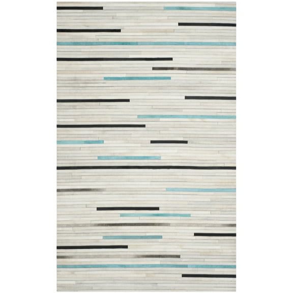 SAFAVIEH Studio Leather Jocin Striped Area Rug, Grey/Multi, 5' x 8'