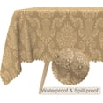 thumbnail image 2 of 60x84inches Luxury Damask Fabric Tablecloth Rectangular Golden Floral Pattern Table Cloth Spill Proof and Oil Proof Table Cover for Kitchen Dining Room Buffet Banquet Holiday Party Decoration, 2 of 7