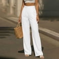 thumbnail image 5 of cocolona Womens Casual Dress Pants Elastic Waist Straight Wide Leg Business Work Pants with Pockets, 5 of 5
