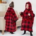 thumbnail image 4 of Sudadera con capucha portátil KFUBUO para niños de 2 a 6 años, color rojo a cuadros, 4 of 6