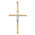 thumbnail image 1 of 14k Two Tone Gold Jesus Lord Christ Crucifix Holy Cross Necklace Charm Pendant Religious Inri, 1 of 6