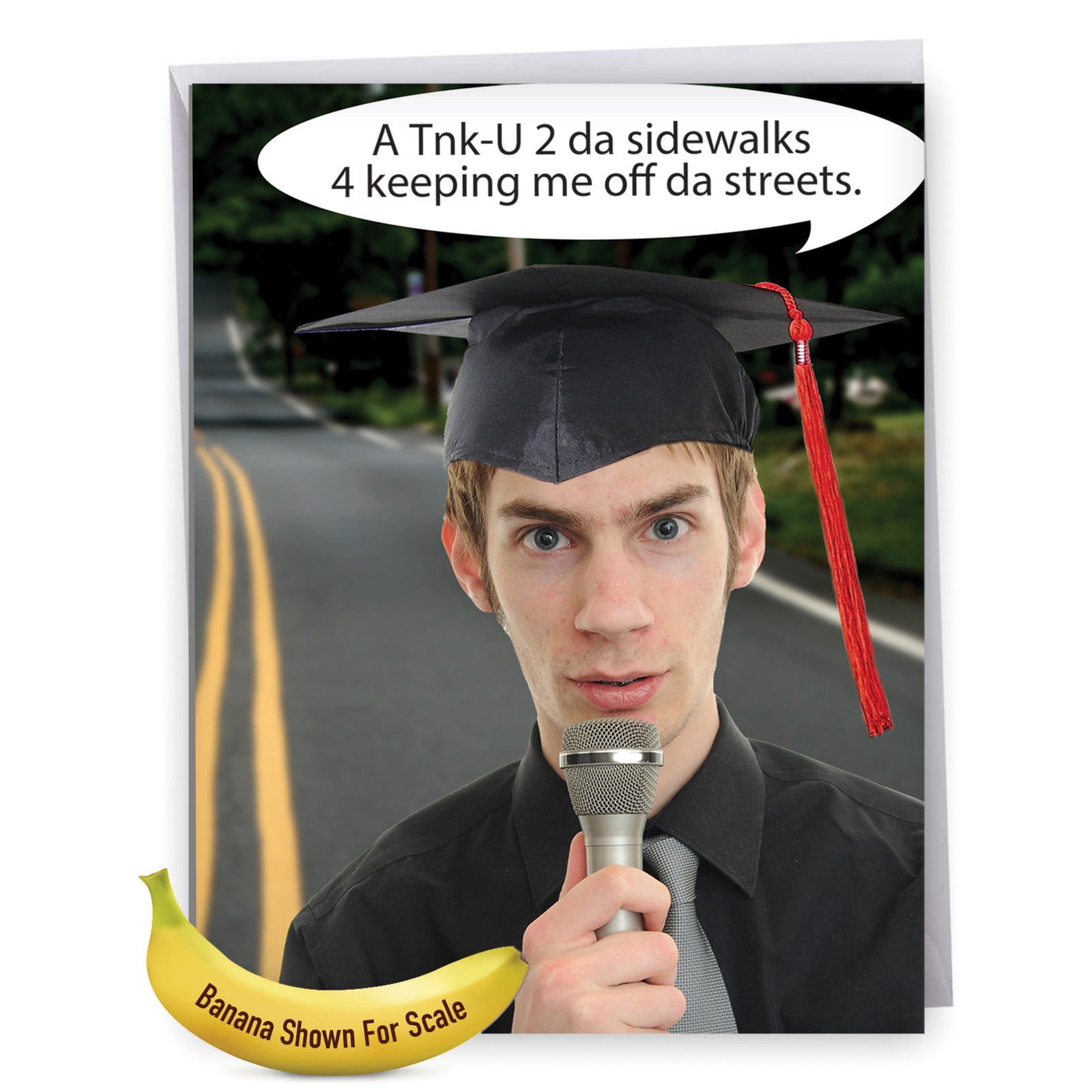 J9973GTG Jumbo Funny Graduation Thank You Greeting Card 'Shout to