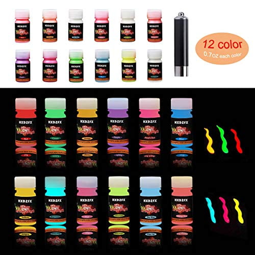 Hxdzfx Glow In The Dark Paint Uv Paint Set Of 12 Bottles 20g Each Safe Non Toxic For Slime Nails Epoxy Resin Acrylic Paint Halloween Fine Art And Diy Crafts Walmart Com Walmart Com