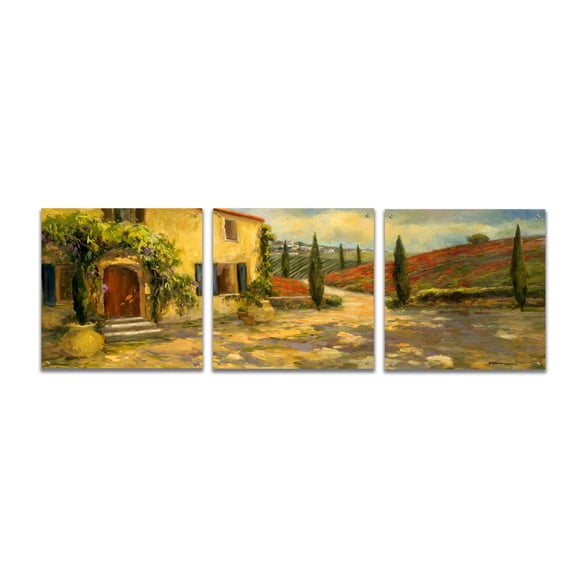 Epic Art 'Tuscan Fields' by Allayn Stevens, Acrylic Glass Wall Art, 3 Piece Set, 72" x 24"