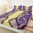 thumbnail image 4 of Feelyou Adult Abstract Ombre Twin Sheet Sets, Yellow Purple Gradient Stripes Twin Fitted Sheet, Boho Modern Art Flat Sheet, Microfiber Bedroom Decor, 3-Piece, 4 of 8