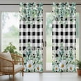 thumbnail image 5 of Outdoor Curtains for Patio Waterproof, Green Eucalyptus Leaves Outdoor Privacy Panels Grommet, Summer Botanical Daisy Black Plaid Blackout Outside Curtains for Porch/Cabana 54"x108", 1 Panel, 5 of 8