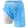 thumbnail image 4 of Mens Swim Trunks With Compression Liner 2 In 1 Swimming Shorts Elastic High Waisted Casual Summer Shorts Beach Pants Double Layer Quick Drying Pants Quick Dry Bathing Suits, 4 of 4
