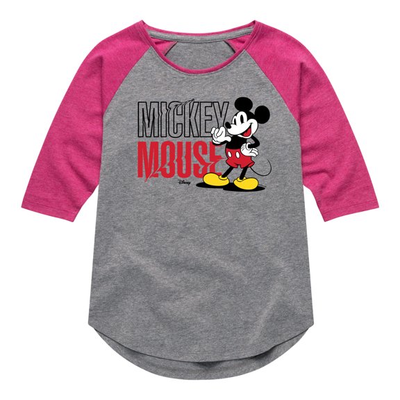Disney - Mickey & Friends - Simple Classic Mickey - Toddler And Youth Girls Raglan Graphic T-Shirt