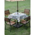 thumbnail image 4 of Outdoor Tablecloth with Umbrella Hole for Patio/Picnic/Party/Camping, Blue Conch Coastal Waterproof Table Cloth Square Cover Washable, Summer Beach Coral Starfish Shell (60"x 60"), 4 of 9