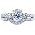 thumbnail image 3 of PEORA Moissanite Oval Cut Engagement Ring and Wedding Band Bridal Set in Sterling Silver, 1.50 Carat Center, DE Color, VVS Clarity, Size 7, 3 of 4