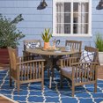 thumbnail image 2 of GDF Studio Valence Outdoor Acacia Wood 5 Piece Dining Set with Cushion, Gray and Dark Gray, 2 of 13