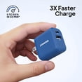 thumbnail image 3 of Powertek Ultra 20W USB-C PD + 18W USB-A Wall Charger, Blue, Dual Port Charging Block, Fast Charge Two Devices, 3 of 6