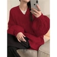 thumbnail image 5 of Women's Autumn and Winter Fashion Loose Outer Wear Lazy Style Niche Warm Knit Sweater Top, 5 of 5