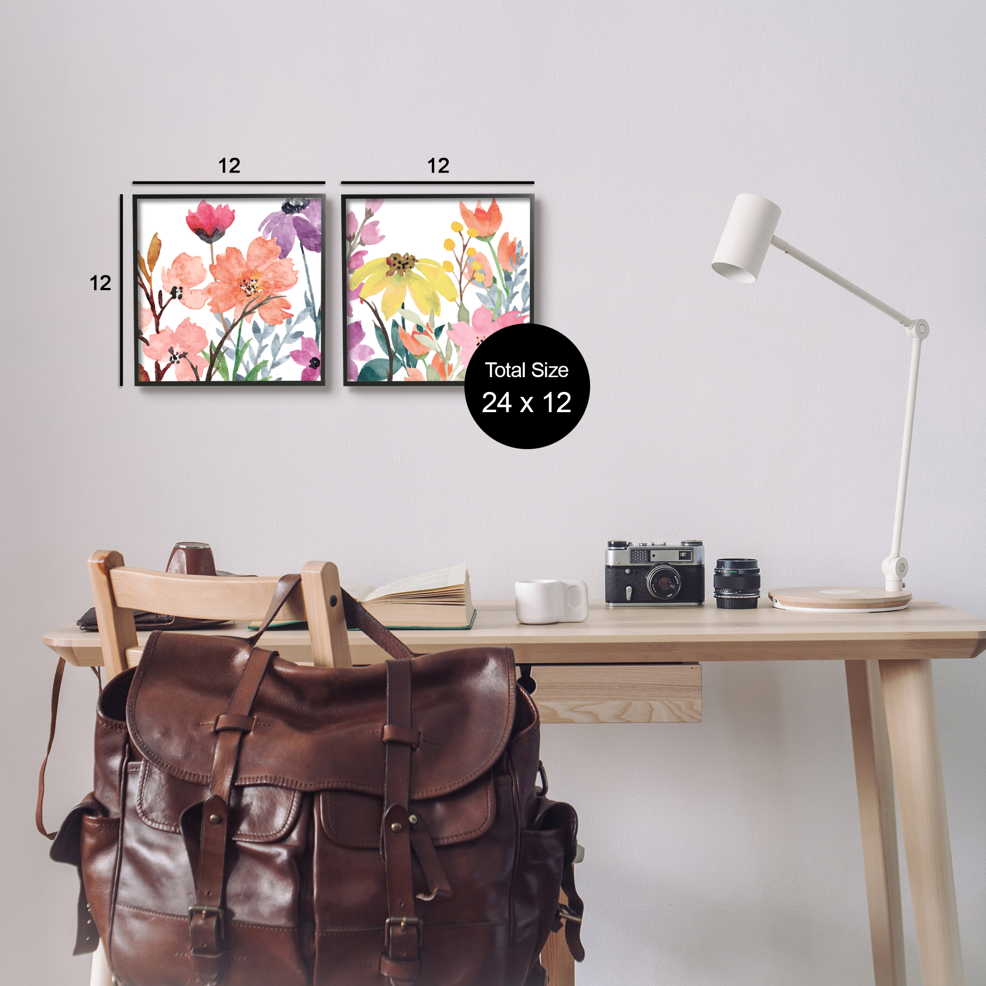 Stupell Industries Spring Florals on White Botanical & Floral Painting Black Framed Art Print Wall Art, 12 x 12