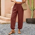thumbnail image 5 of Dwellite Womens Balloon Pants Trendy Casual Elastic Waist Wide Leg Harem Pants Baggy Pleated Lantern Trousers Wine S, 5 of 8