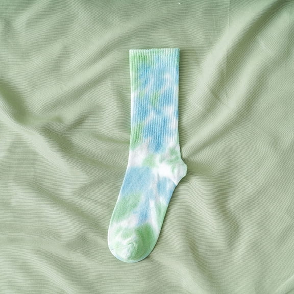 Ljudmp 1Pair Women's Men's Tie Dye Socks Cushion Crew Socks Couple Socks Fall Winter Street Personality Sport Mid Tube Socks Mint Green