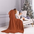 thumbnail image 2 of PiccoCasa Cotton Knitted Blanket Throw Blanket for Couch, Bed, Sofa, Travel, Orange 50" x 60", 2 of 8