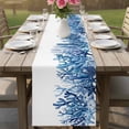 thumbnail image 4 of Nautical Coastal Table Runner 70 Inches, Summer Ocean Coral Starfish Conch Blue Bed Runner Dresser Scarves Tabletop for Indoor Outdoor Parties/Ceremony/Banquet, 13" x 70", 4 of 9