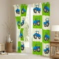 thumbnail image 3 of Engineering Vehicle Curtains, Construction Car Blackout Curtains Cartoon Tractor Curtains & Drapes, Watercolor Geometric Lattice Window Curtains, Blue Green, 3 of 5